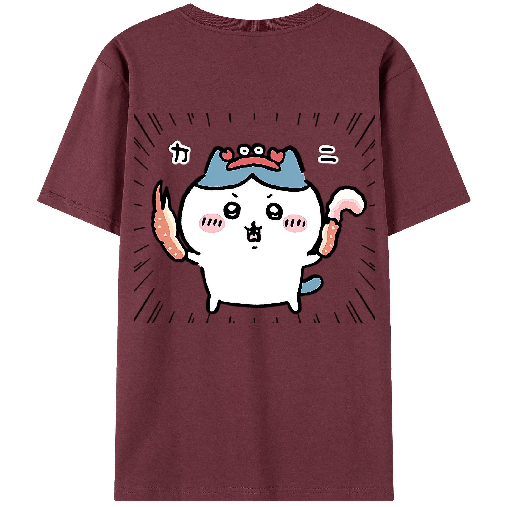 （画像用） ちいかわ ハチワレ Chii-kawa hachiware 綿100％半袖Tシャツ（背面プリント）